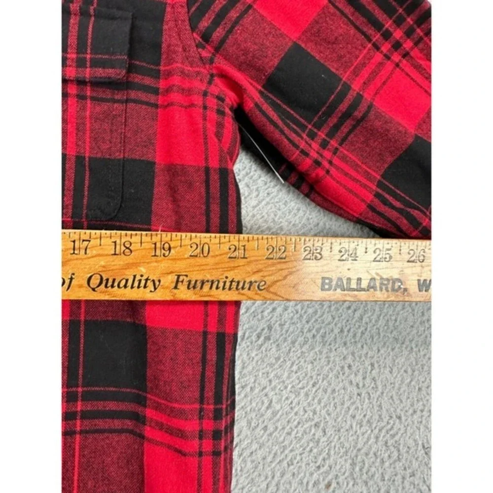 J Crew Shirt Mens Small Red Tartan Plaid Outerwear Sherpa Lined Shacket NEW A3